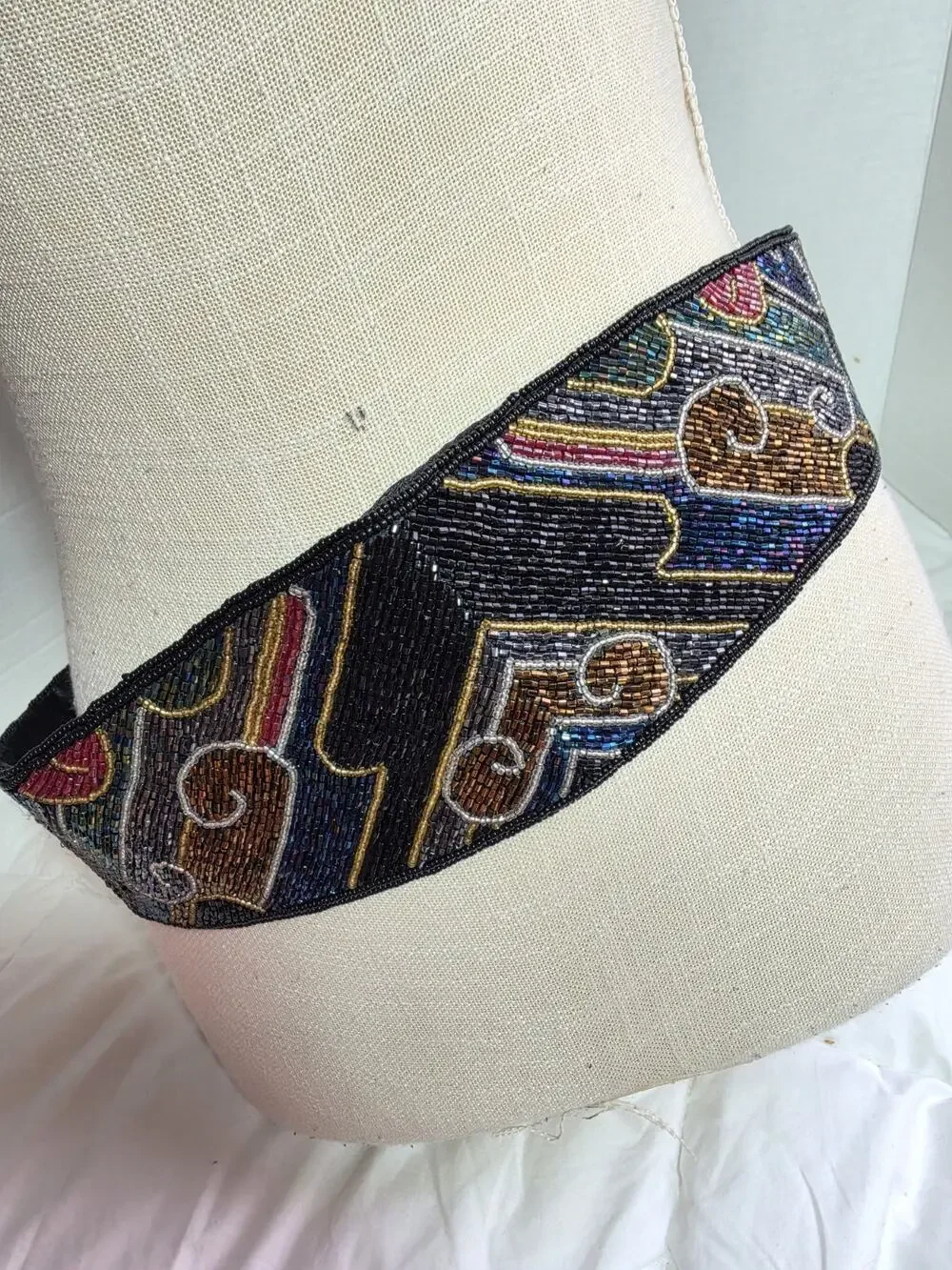 Vtg Hand Made Heavy Beaded Belt NEW Boho Evening 33' Long Retro 90's Y2k Festivl